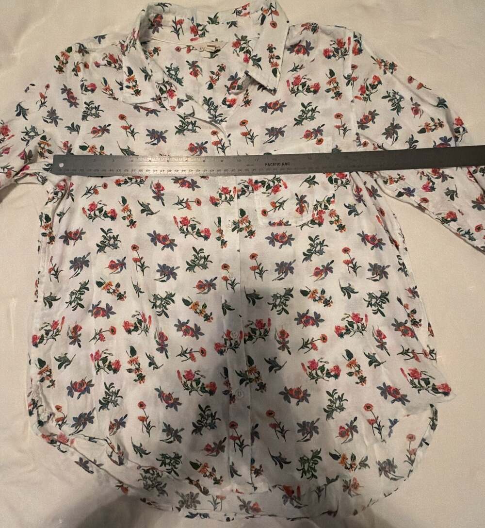 Lucky Brand Women's White Floral Print Long Sleeve Button-Down Shirt - Picture 11 of 14